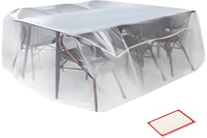 Storage Standard Patio Table and Chair Cover for Outdoor Furniture - Rectangular Outdoor Patio Furniture Covers Waterproof, Reusable Heavy-Duty Plastic Table Cover Protector, 111" x 74" x 28"