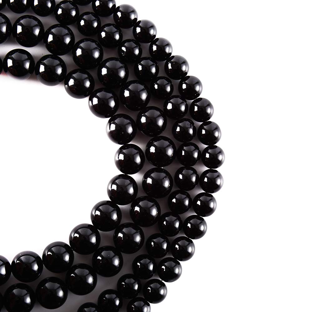 RayLineDo® 45Pcs 8mm Natural Black Onyx Stone Round Beads Loose Beads Wholesale for Jewelry Making