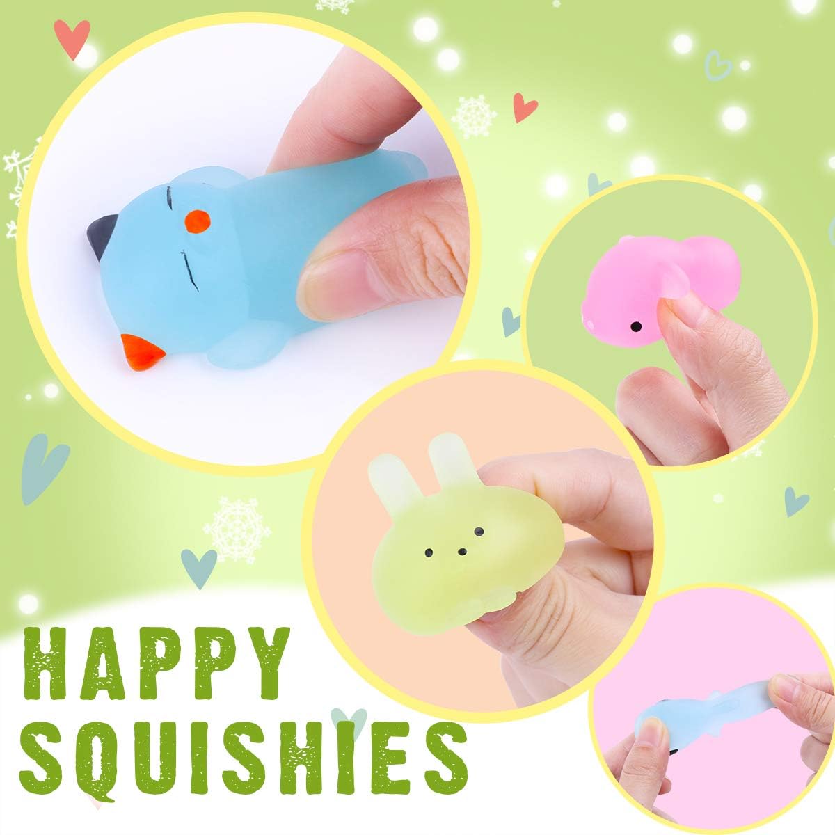 30Pcs Fluorescent Mochi Squishy Toys Glow In The Dark Squishies Luminous Squishies Mini Soft Land Marine Animal Squishy Glitter Super Squash Party Bag Filler Toys For Kids - Image 4