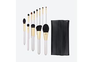 G-TEXNIK Makeup Brushes 12 Pcs Makeup Kit,Foundation Powder Brush Eyeshadow Brush Concealers Blush Face Make up Brushes Set with Portable Travel PU Leather Storage Bag(White,12Pcs)