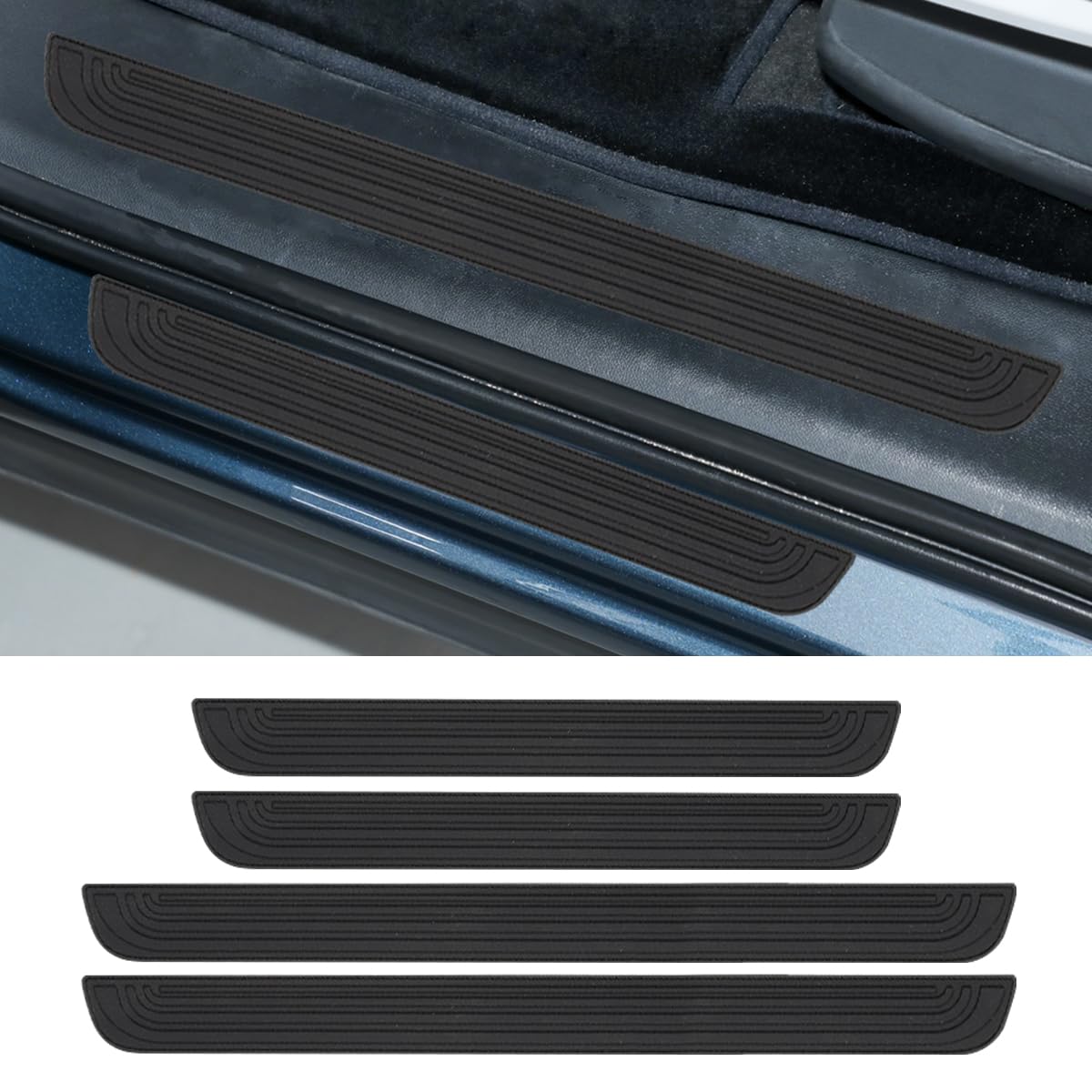 Photo 1 of 4PCS Car Door Sill Protector, Anti-Scratch Car Door Edge Guard, Waterproof Door Sill Stickers, Front/Rear Door Step Guard, Door Entry Guard Decoration Accessories for Car Truck SUV (Black)