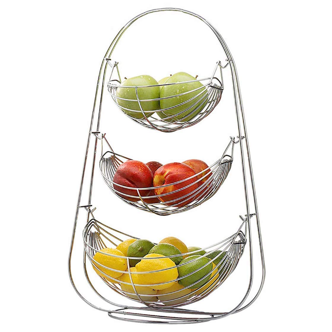Logicmart Stainless Steel 3 Step Layer Round Swing Fruit & Vegetable