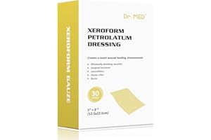 DR. MED Dr.Med Xeroform Petrolatum Dressing Patch, 5"x9"-30 Pcs/Box, Non-Adherent Gauze Dressings, for Minor or Partial Thickness Burns, Lacerations, Skin Graft Recipient Sites, Newly Sutured Wounds