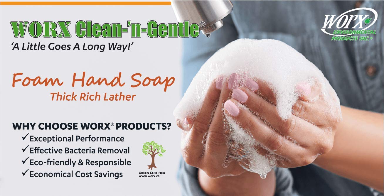 Worx Clean-'n'-Gentle Foam Hand Soap 13 oz. (384 ml) Rich Lather, Silky Smooth, Light Juniper Berry Fragrance: Beauty