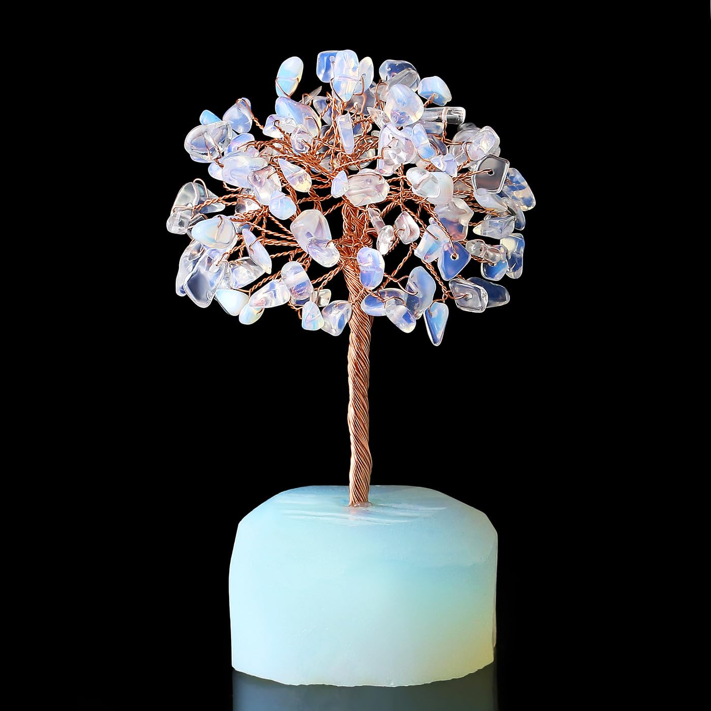 XIANNVXI Opal Tree Opalite Crystal Tree of Life Ornament Healing Crystal Gifts for Women Reiki Feng Shui Opal Gemstone Decor