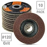 KSEIBI Aluminum Oxide 4 1/2 Inch Auto Body Flap Disc Sanding Grinding Wheel 10 Pack (120 Grit)