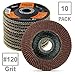 KSEIBI Aluminum Oxide 4 1/2 Inch Auto Body Flap Disc Sanding Grinding Wheel 10 Pack (120 Grit)