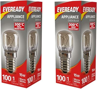 Eveready 2x Appliance Bulb 15W Warm White 100 Lumen 220-240V 300C