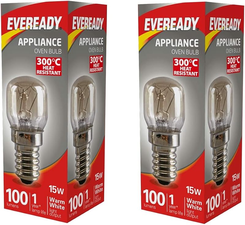 Eveready 2x Appliance Bulb 15W Warm White 100 Lumen 220-240V 300C