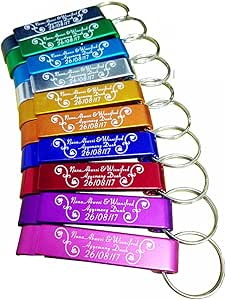 Engraved Chrome Keychain Bottle Opener Gift For Him Wedding Personalized Engraved Chrome Bottle Opener Keyring - Gift For Birthdays, Weddings, Him Or Her Bottle Openers Keychain - Foto 7