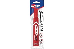AVERY Marks-A-Lot Permanent Markers, Regular Desk-Style Size, Chisel Tip, Water and Wear Resistant, 1 Red Marker (17887)