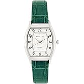Peugeot Women Fashion Silver Cushion Shape Watch with Arabic Numerals and Genuine Leather Strap