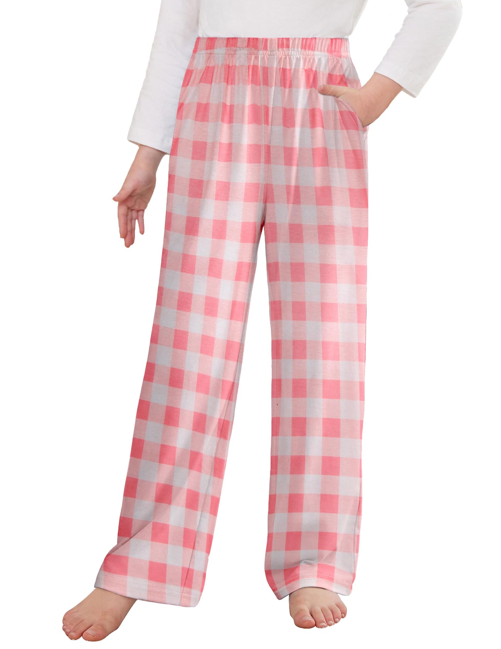 Arshiner Pajama Pants for Girls Long Sleep Plaid