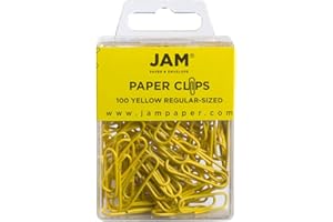 JAM PAPER Colorful Standard Paper Clips - Regular 1 Inch - Yellow Paperclips - 100/Pack