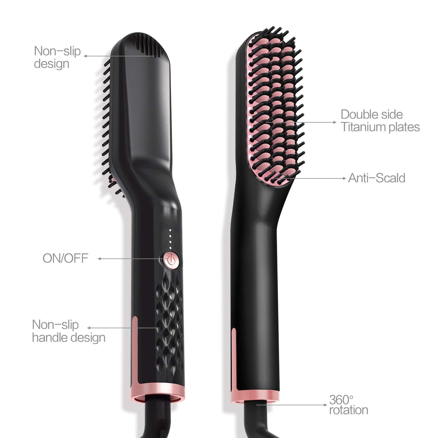 RioRand Beard Straightener Brush Electric Multifunctional Quick Hair Heating Ionic Enhanced Straightening Brush-3 in 1 Styling Ceramic Anti-Scald Curling Iron Comb for Men Women Travel and Home