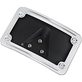 CARGLETRUE Curved Laydown License Plate Mount Frame Fit for Harley | Replacement for 3 Hole Mount 3148 License Plate Mount Bracket VTX1300R/S/T 2003&ndash;2009 VTX1800R/S/T 2002&ndash;2008 Chrome