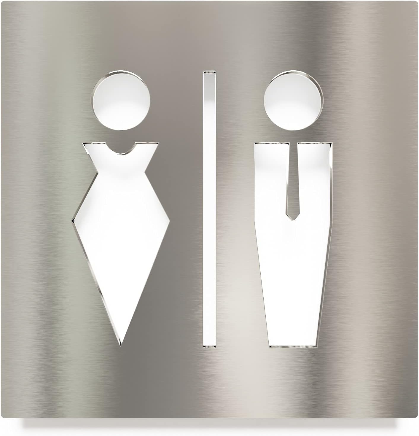 INOXSIGN Toilet Sign C01 ? Unisex Toilet Sign ? Self-Adhesive Stainless Steel Door Sign for Toilet and Bathroom ? Clear and Tool Installation ? Toilet Sign ? Made in Germany