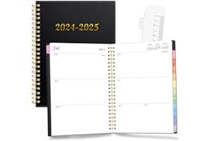 2024-2025 Academic Planner, Annecy Weekly ＆ Monthly Planner from Jul. 2024 – Jun. 2025, 6.4"x8.3" School Year Daily Planner with Monthly Tab, Waterproof PVC Cover, Spiral Bound, Pocket, Bookmark,Black