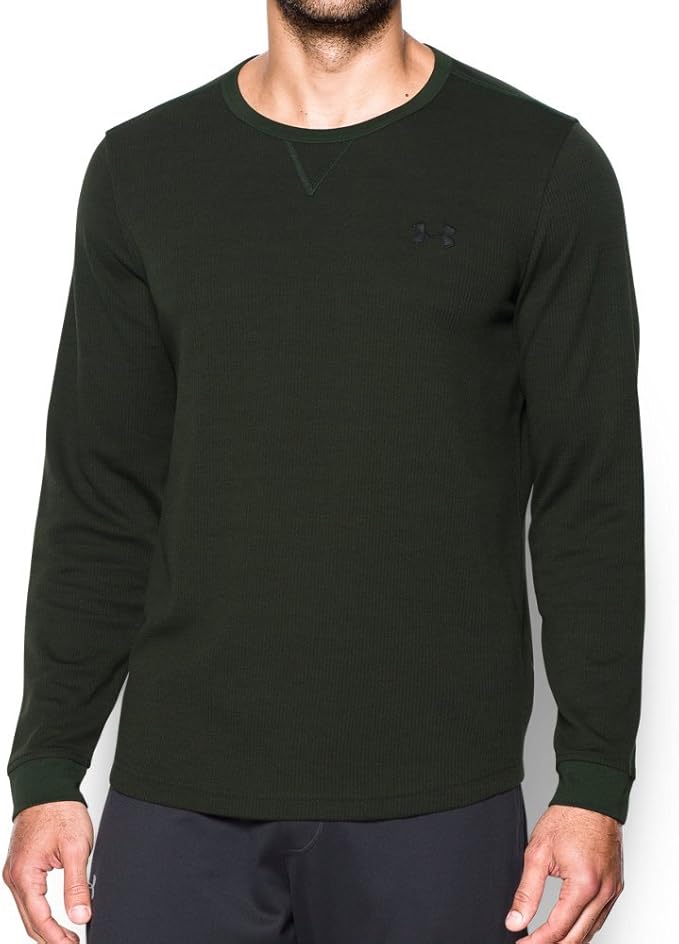 Under Armour Men's Waffle Long Sleeve Crew, Artillery Green, Large Tall Clothing