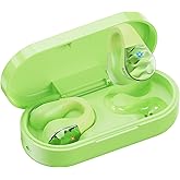 aigo Open Ear Earbuds, Wireless Bluetooth Earphone, Clip on Headphones, Over The Ear Earbuds for Fitness Running Gym Workouts, Built-in Mic, Wireless Charging, Volt Yellow Headset