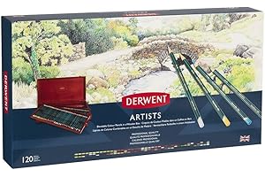 Derwent Artists Colored Pencils, 4mm Core, Wooden Box, 120 Count (32098)