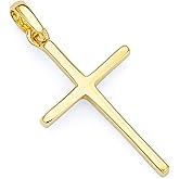 14k REAL Yellow Gold Cross Religious Charm Pendant - 2 Different Size Available
