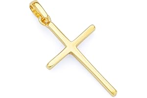 The World Jewelry Center 14k REAL Yellow Gold Cross Religious Charm Pendant - 2 Different Size Available