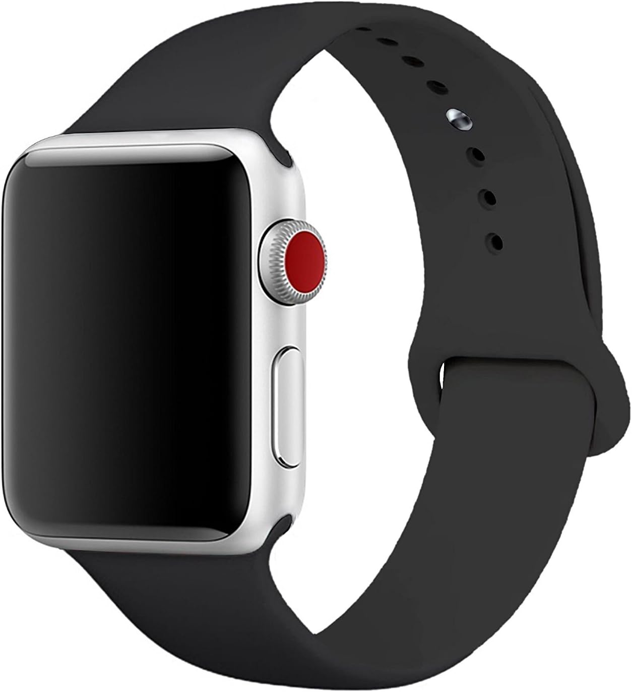 Sport Band for Apple Watch 38mm, Aimote Soft Silicone Replacement Strap for Apple Watch Series 3, Series 2, Series 1, Sport, Edition, S/M Size,38mm Black