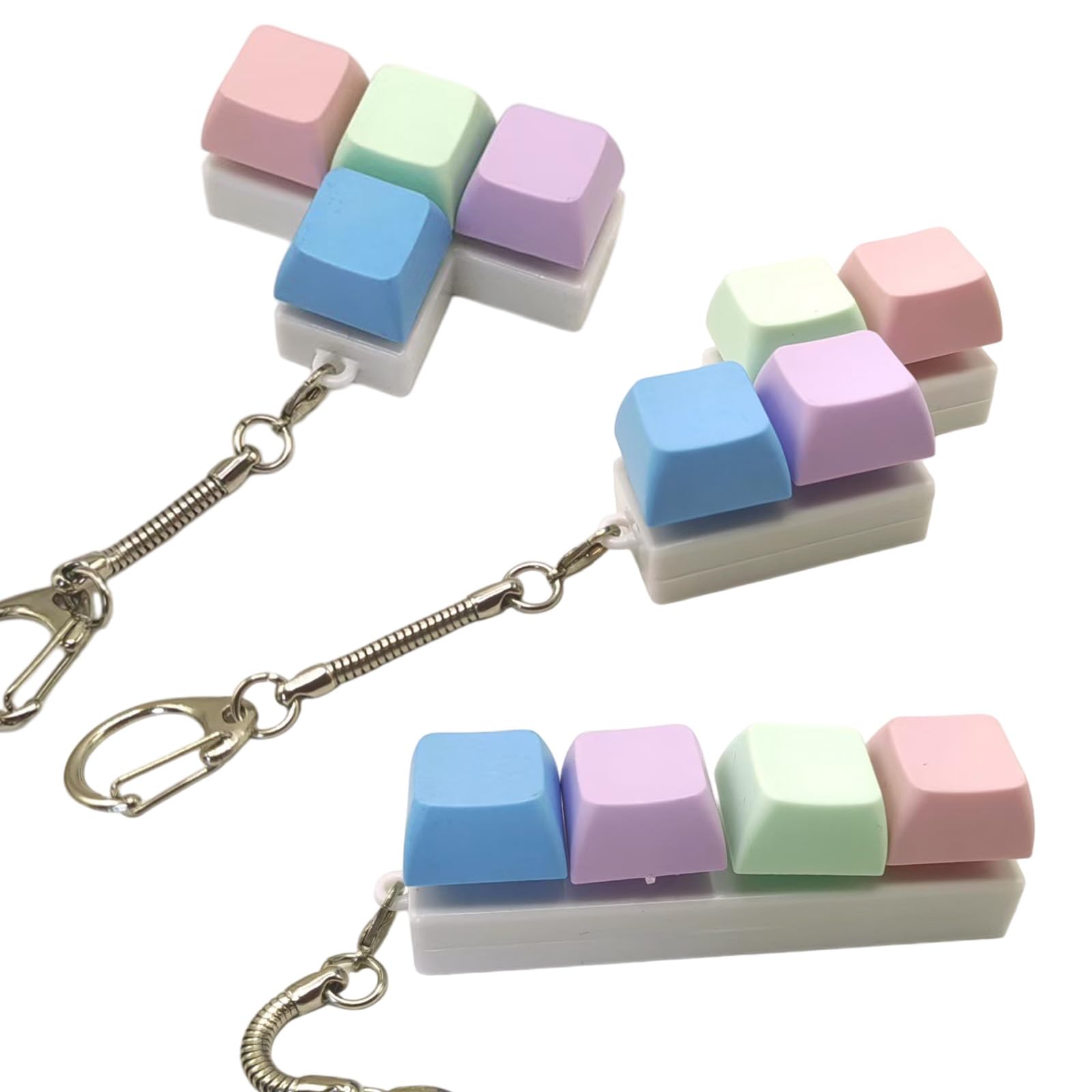 GWAWG 3Pcs Keyboard Fidget 4 Keys Decompression Toy, Irregular Stress Relief Finger Clicker Keyboard Caps for Adults Home Office School