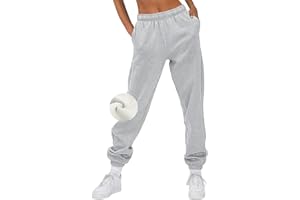 AUTOMET Women’s Winter Casual Baggy Fleece Lined Sweatpants Fashion High Waisted Joggers Pants Athletic Clothes with Pockets