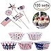 4th of July Decorations Cupcake Toppers with Liners, Patriotic Decorations Party Supplies Independence Day Party Supplies -200 Piece