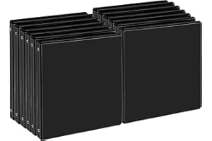 SUQJOY 0.5-inch 3-Ring Binder, 1/2 Inch Round Ring Binder with 2 Inside Pockets, 12 Pack Black Binder, Clear View Cover Binder Holds 8.5'' x 11''Paper for Office/Home/Back to School