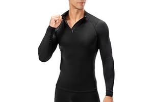 Clilopoal Mens Quarter Zip Thermal Compression Shirts Fleece Long Sleeve Workout Tops Pullover Athletic Tee Base Layer Tops
