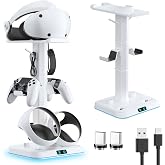 Kosker PSVR 2 Charging Stand &amp; Headset Stand, for Meta Quest 2/3/3S | Fast 2.5H Charging, 9 RGB Lighting Modes, Overcharge Protection, Storage Holder for VR2 Headset &amp; Sense Controllers