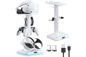 Kosker PSVR 2 Charging Station, Fast Charging Dock with Magnetic Clasp, Storage Stand for VR2 Headset & PS5 Controller with 9 RGB Modes, Includes Type-C Connectors Commodore 64 Games