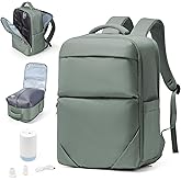 suwasp Vacuum Backpack Travel for Women Men, Travel Backpack with Vacuum System, Small Compression Backpacks Flight Approved, Travel Vacuum Bags with 14inch Laptop Compartment, Contain Pump, Green