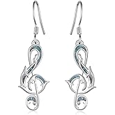 Music Note Earrings 925 Sterling Silver Turquoise Treble Clef Earrings Music Wave Jewelry Gifts for Women