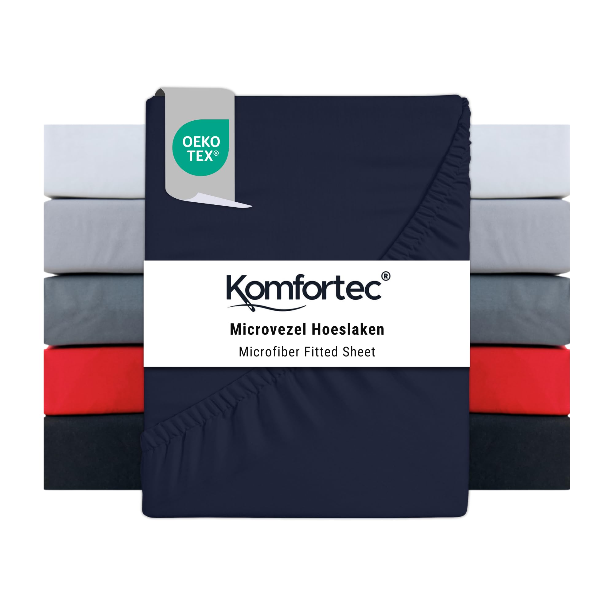 Komfortec Microfibre Fitted Sheet 90 x 200 cm Soft Fitted Sheet with Elasticated Edging for Mattresses up to 30 cm Blue Oeko-Tex Easy Care and Skin-Friendly 90 g/m²