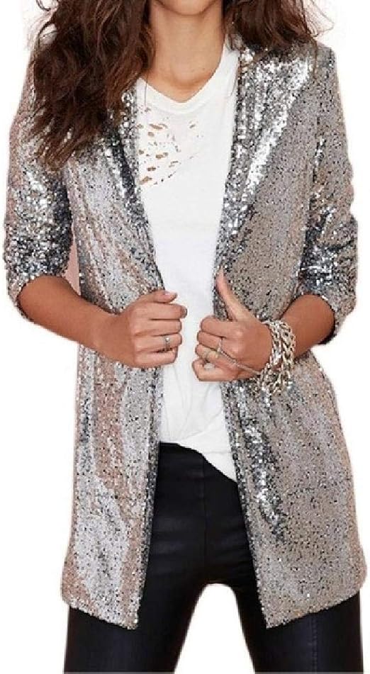 N\P Chic Sequined Women Blazer Gold Silver Jackets Winter Autumn