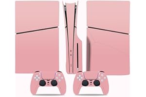 CXWITHY Skin Sticker for PS5 Slim Disc Edition, Protective Cover Wrap Vinyl Decal for Game Console and Wireless Controller (Pink)