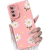CASBST for Samsung Galaxy A16 5G Phone Case, Fashion Flower Pattern Design Girls Women Liquid Silicone Cover, Slim Shockproof and Scratch-Resistant Soft Case for Samsung A16- Pink