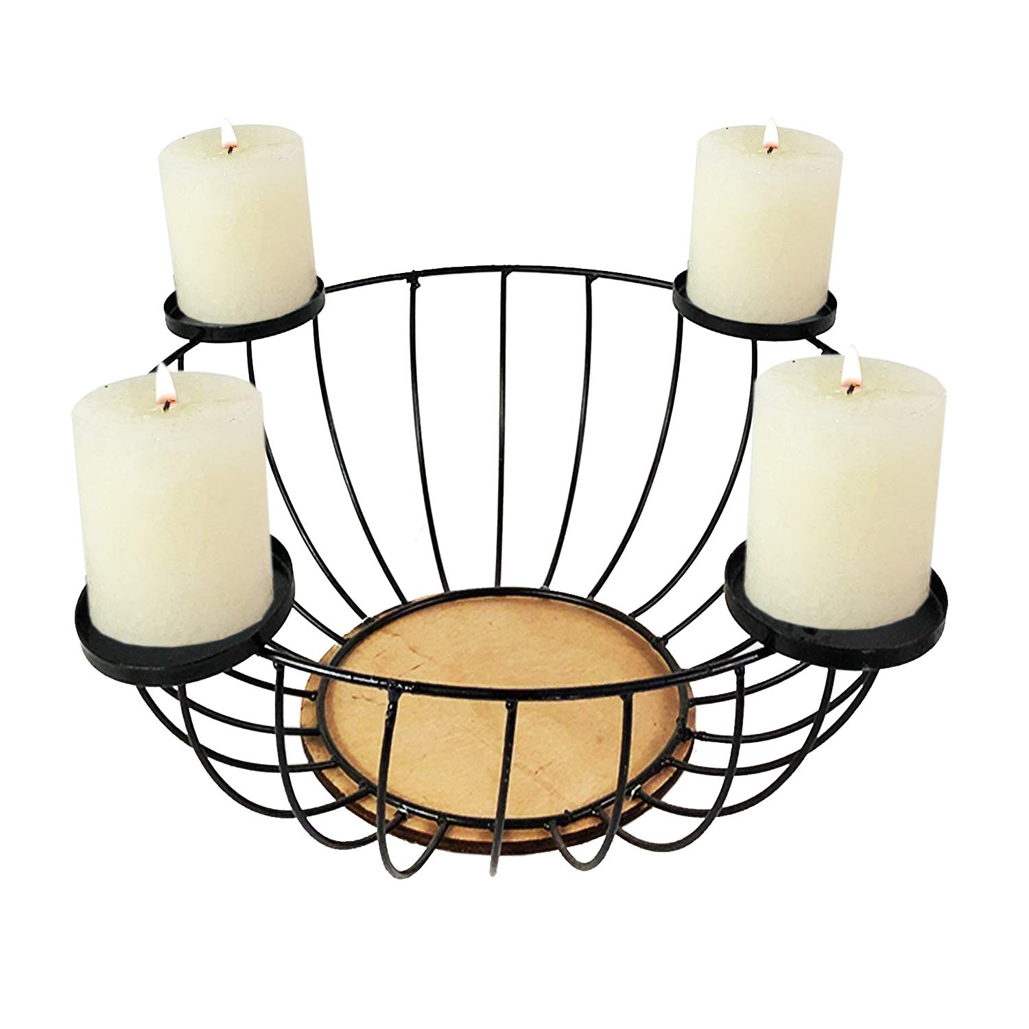 Kerzenständer Adventskranz Metall Rund ø44xh16cm Schwarz