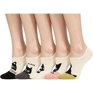 Hi Space Cute No Show Socks Women Girls with Non-slip Fun Patterned Low Cut Liner Socks Cotton No Show Sock for Loafer