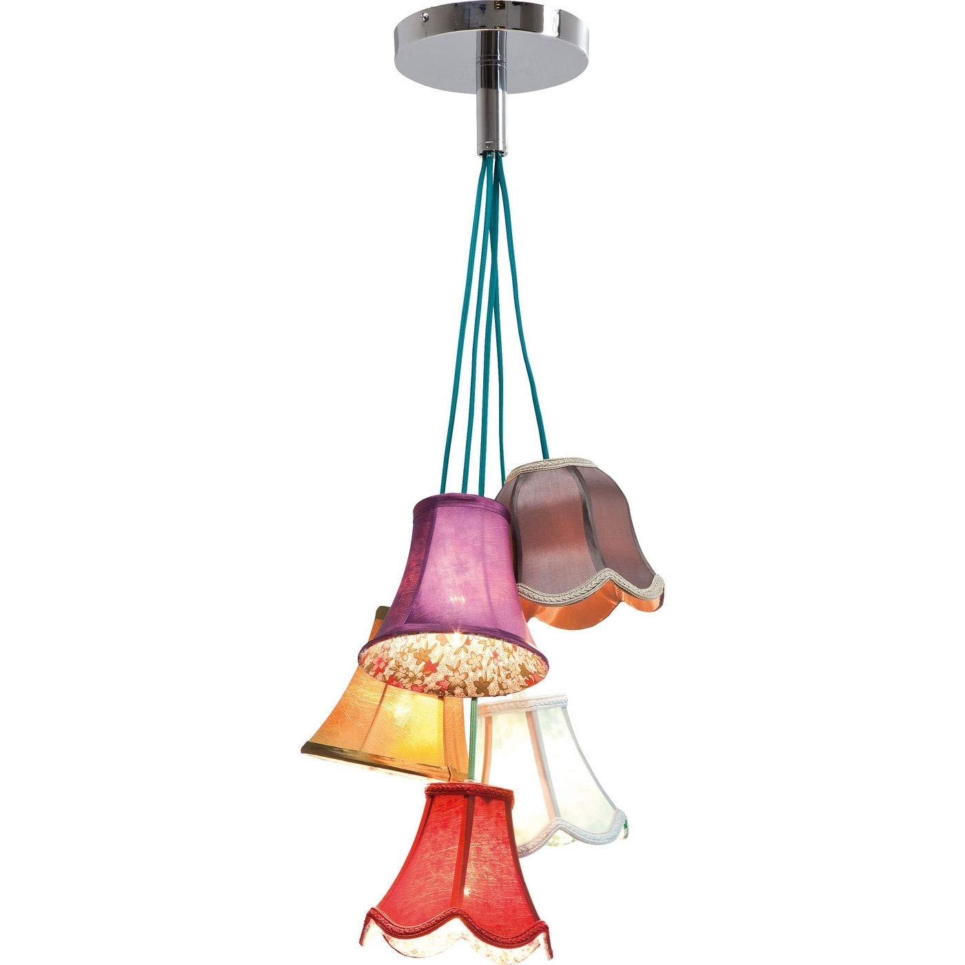Kare Design Pendant Lamp Saloon Flowers, Hanging Ceiling Light with Five Lampshades, Multicoloured, Vintage, for Living Room, Loft, Without Light Source, 110x45x45 cm (H/W/D) โ image 1