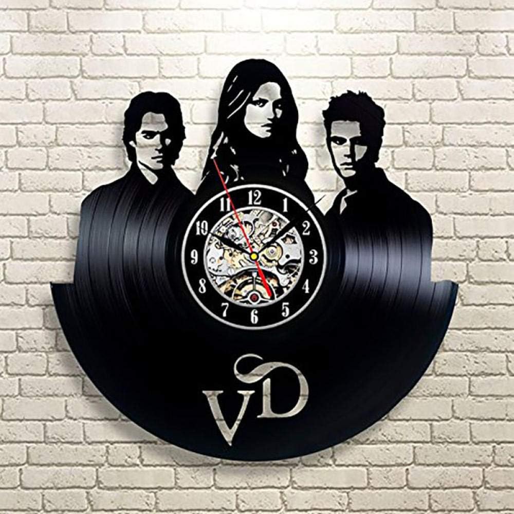 Yvonnezhang Vinyl record creative wall clock gift class vinyl vampire diary art modern family retro decoration