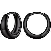 ChicSilver Small Chunky Hoop Earrings White Gold Plated Silver Thick Huggie Hoop Earrings for Women Hypoallergenic Lightweight (with Gift Box)