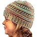 Kids Ages 2-7 Quad Color Chunky Thick Stretchy Knit Slouch Beanie Hat Rainbow