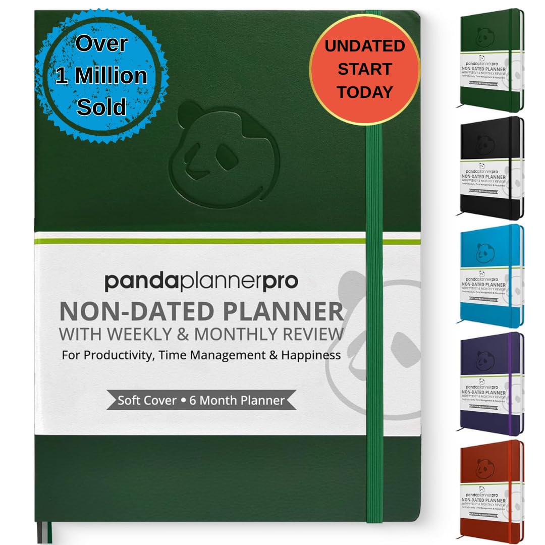 Photo 1 of Panda Planner Pro A4 Daily Planner 2026 – 6 Month Undated Daily Productivity Planner with Large 8.5x11 Layouts, Weekly & Monthly Calendar Planner, Goal Tracker, Habit Tracker & Time Management Organizer – Dark Green