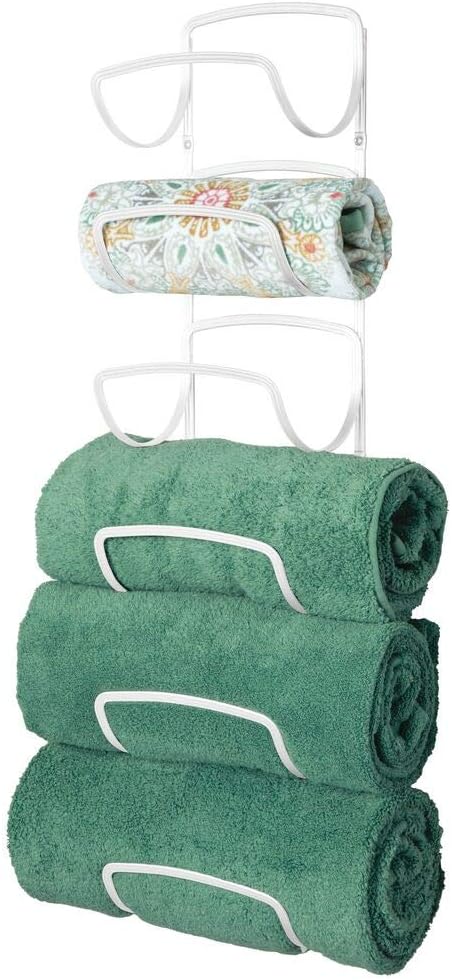 mDesign Metal Towel Shelves, Towel Rack for The Bathroom with 6 Compartments