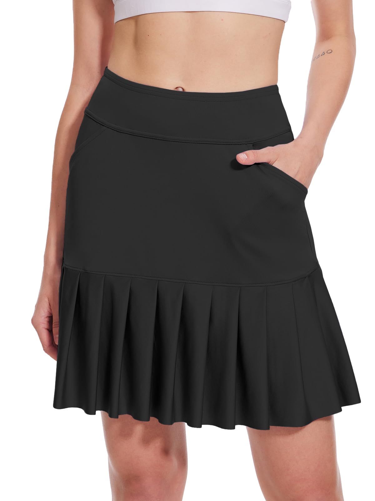 Photo 1 of M MOTEEPI Golf Skorts for Women with Pockets Womens Skorts Tummy Control Black Skort for Women Dressy Golf Athletic Skirts S
